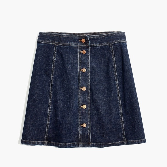 Madewell Stretch Denim A-Line Mini Skirt Button-Front Edition - Picture 6 of 10